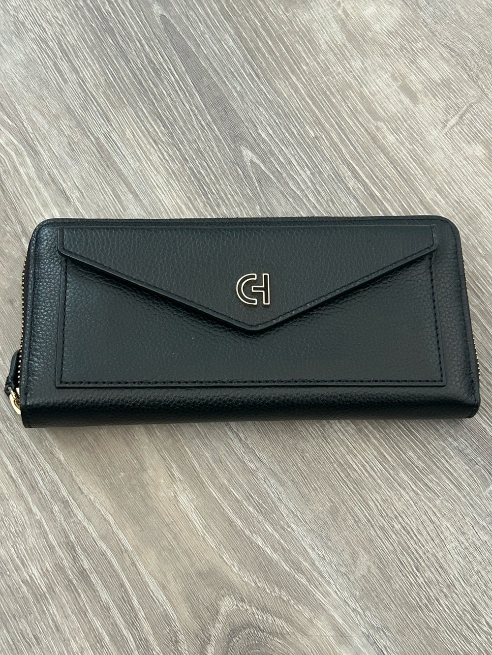 Cole Haan Black Leather Wallet with Gold Hardware